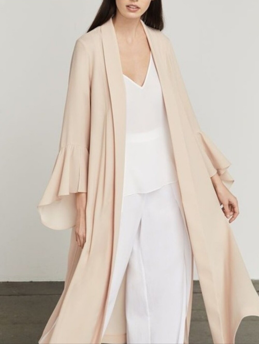 BCBG MaxAzaria Robe Jacket Flounced Sleeves Lagenlook Boho Pink Designer XS $298